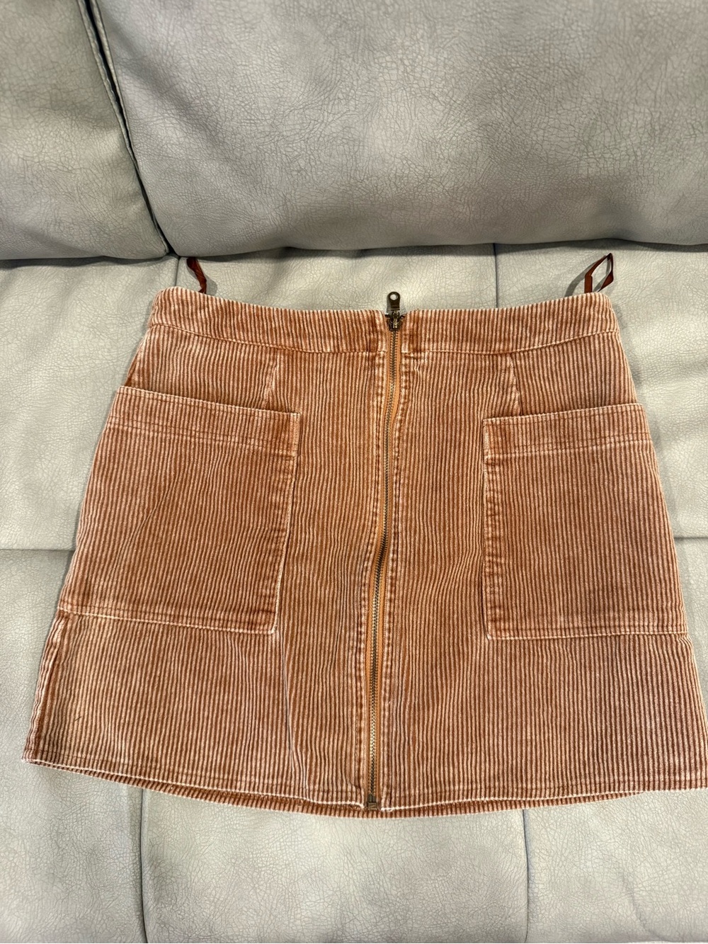 She + Sky Corduroy Zip-Front Mini Skirt